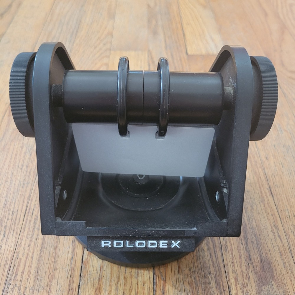 Rolodex SW 24 Rotary Business Card File Black Faux Wood Vintage Organizer Swivel